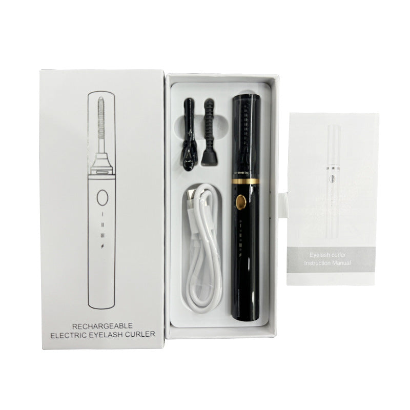 Rechargeable Heated Eyelash Curler Wand - 3 Temperature Gears, Type-C Charging, All-Day Curl Black