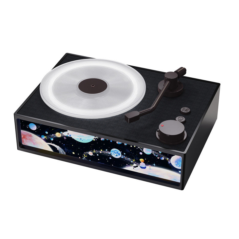 Retro Vinyl Record Player Bluetooth Speaker with Illuminated Art Panel & Aroma Diffuser Black