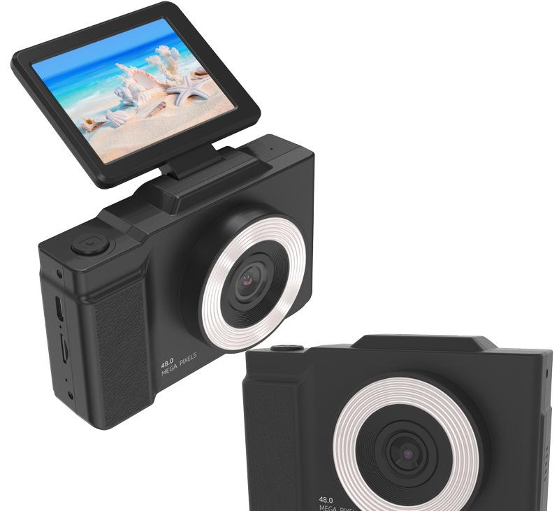 48MP Student Digital Camera with 180 Flip Screen & 3-Setting Fill Light black