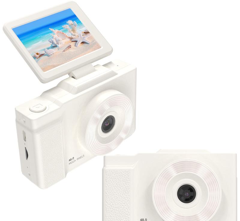 48MP Student Digital Camera with 180 Flip Screen & 3-Setting Fill Light White