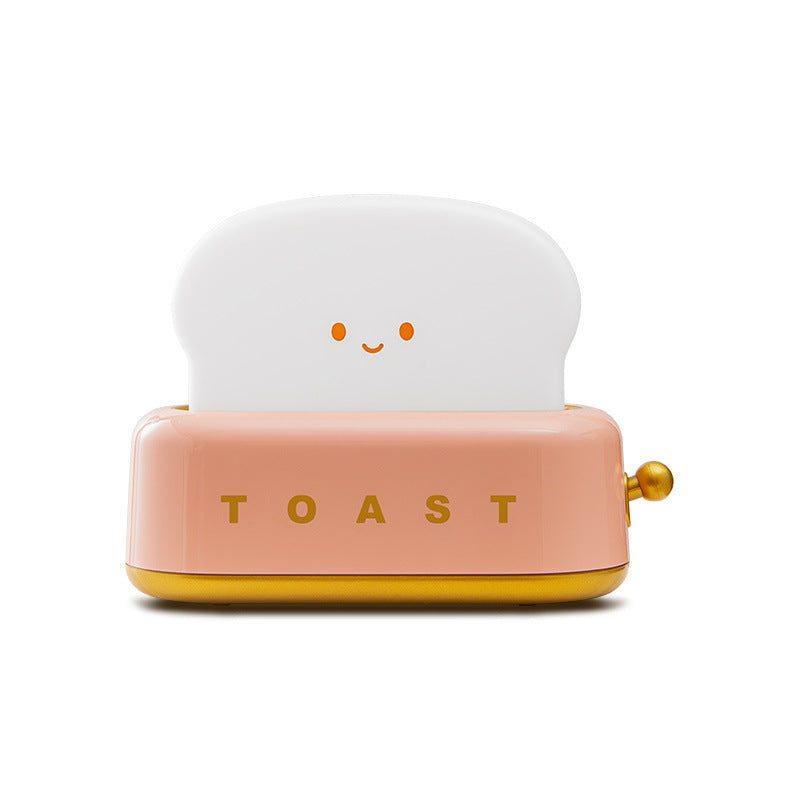 Adorable Toast-Shaped LED Night Light - Dimmable, Timer, USB-C Rechargeable, Long Battery Life pink