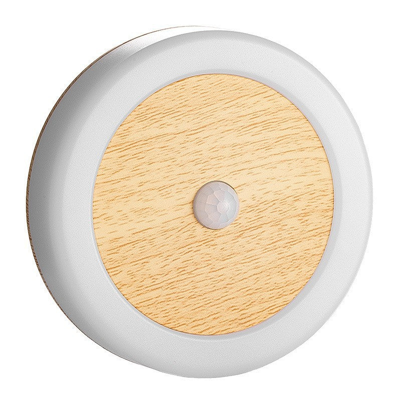 Smart Motion Sensor LED Night Light - USB Rechargeable, Magnetic Mount, 2 Light Temperatures Yellow-brown wood grain