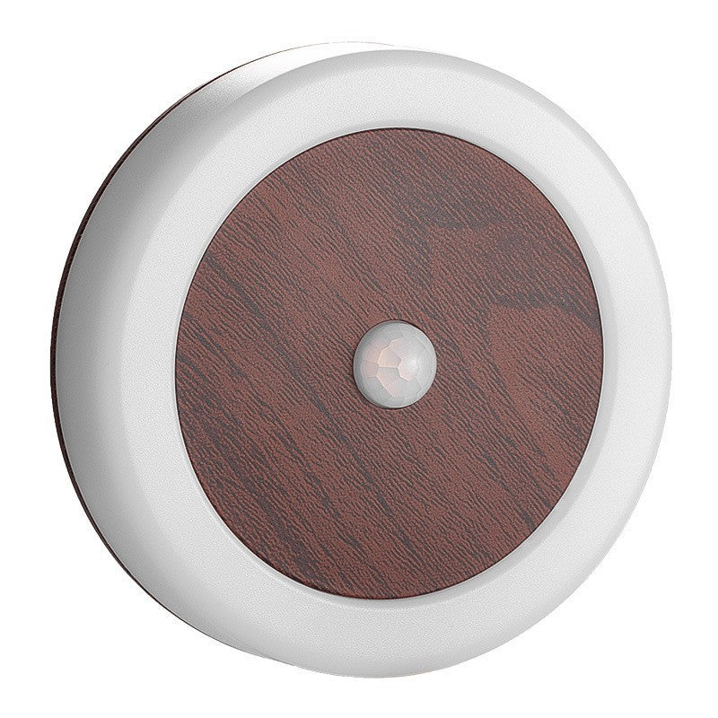 Smart Motion Sensor LED Night Light - USB Rechargeable, Magnetic Mount, 2 Light Temperatures Rosewood grain