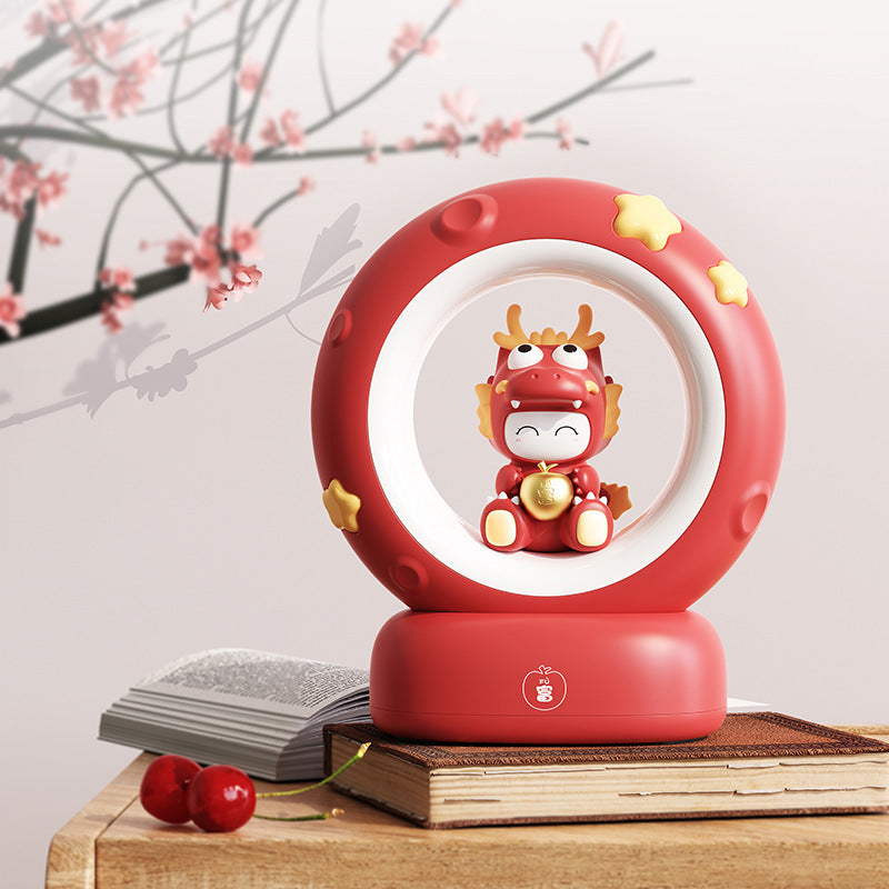Adorable LED Night Light with Tap Control - 3 Brightness Levels & USB Charging Red little dragon