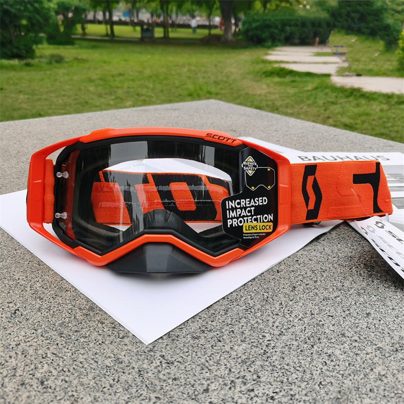 Performance Motocross & Off-Road Goggles - Increased Impact Protection with Lens Lock System Orange frame transparent film