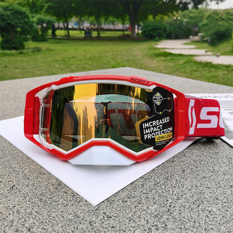 Performance Motocross & Off-Road Goggles - Increased Impact Protection with Lens Lock System Red frame red film