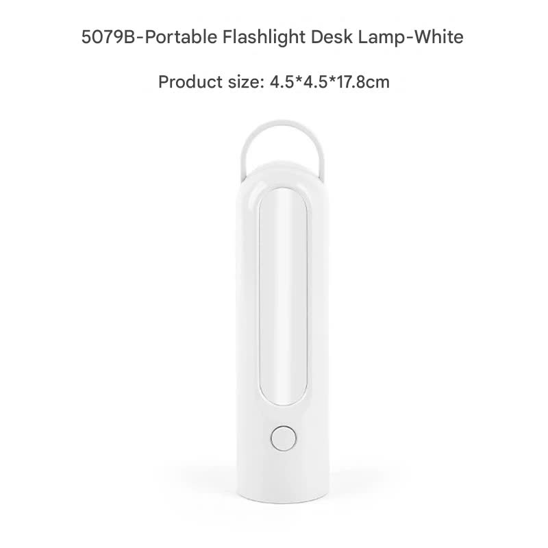 2-in-1 Portable LED Camping Lantern & Flashlight - USB Rechargeable, Dual Light Modes Handle model white