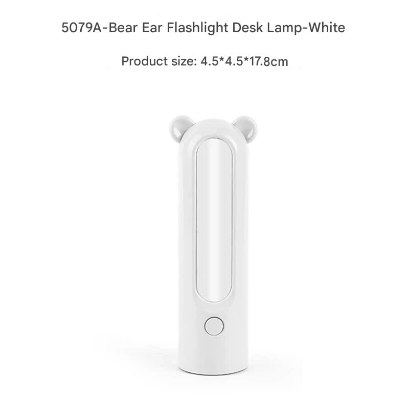 2-in-1 Portable LED Camping Lantern & Flashlight - USB Rechargeable, Dual Light Modes Bear model white