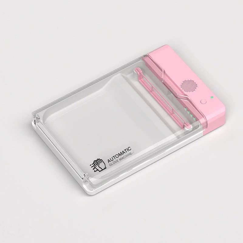 Automatic Disposable Glove Dispenser Machine with UV Sterilization - Quick & Hygienic Gloving,Gloves not included pink