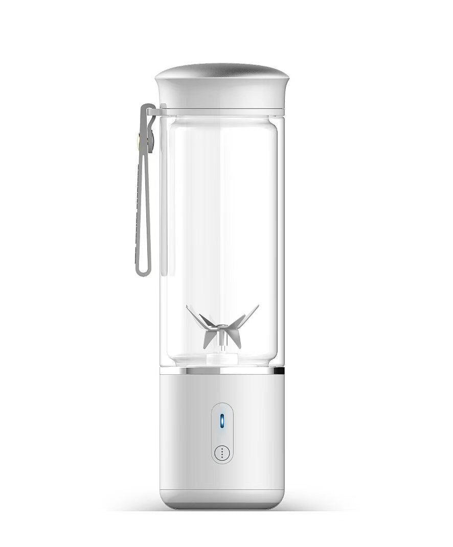 Portable Electric Juicer Blender - 450ml Glass Cup, 6-Blade, 20000RPM, USB Rechargeable white