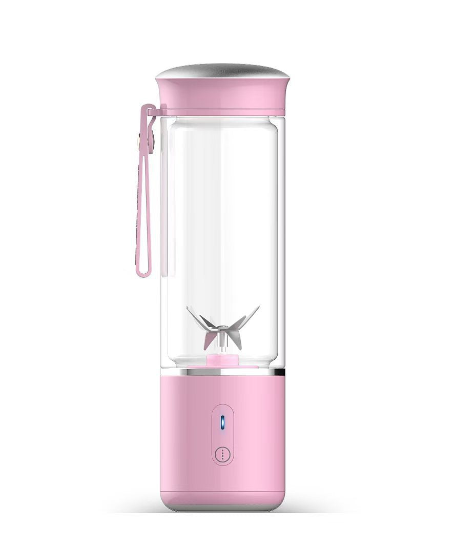 Portable Electric Juicer Blender - 450ml Glass Cup, 6-Blade, 20000RPM, USB Rechargeable Pink