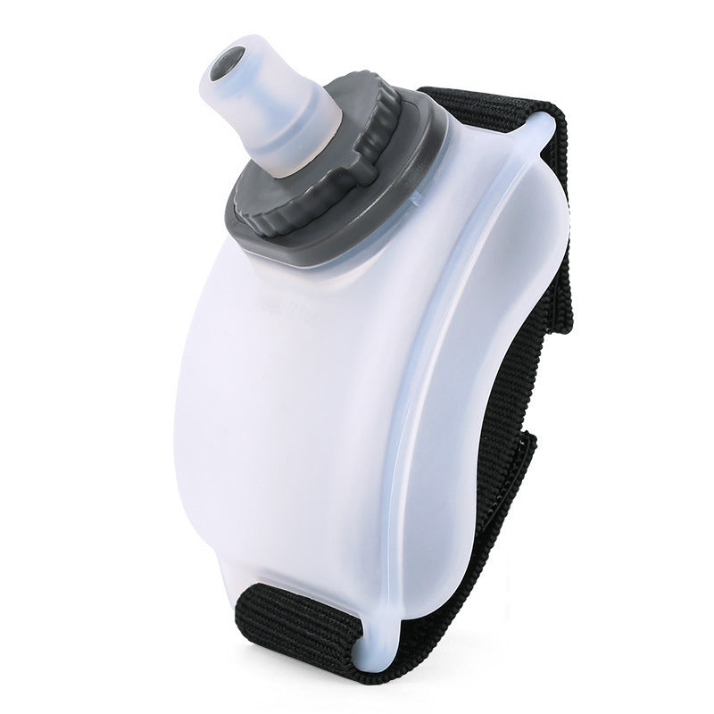 Wearable Sports Wrist Water Bottle - 200ml BPA-Free Silicone Flask with Adjustable Strap & Bite Valve Transparent