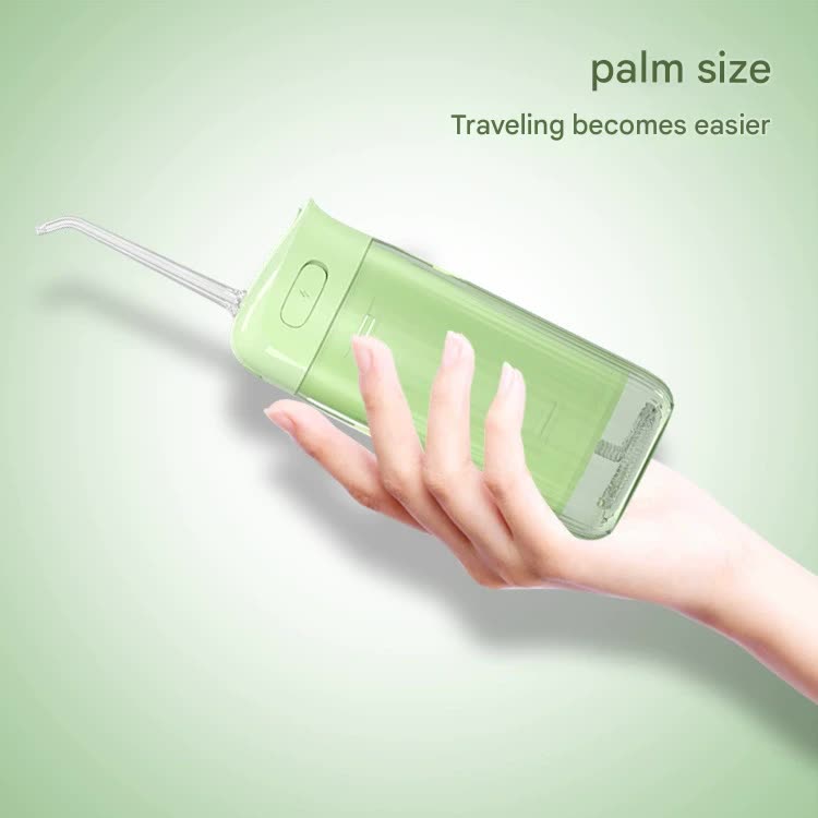 Portable Water Flosser - 70-Day Battery, 4 Modes, 5 Nozzles, IPX7 Waterproof, 200ml Telescopic Tank Green