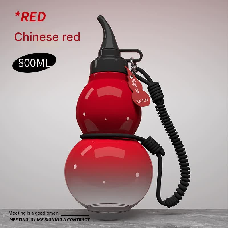 Unique Gourd-Shaped Sports Water Bottle - 800ml Tritan Material, Leakproof with Carry Strap red
