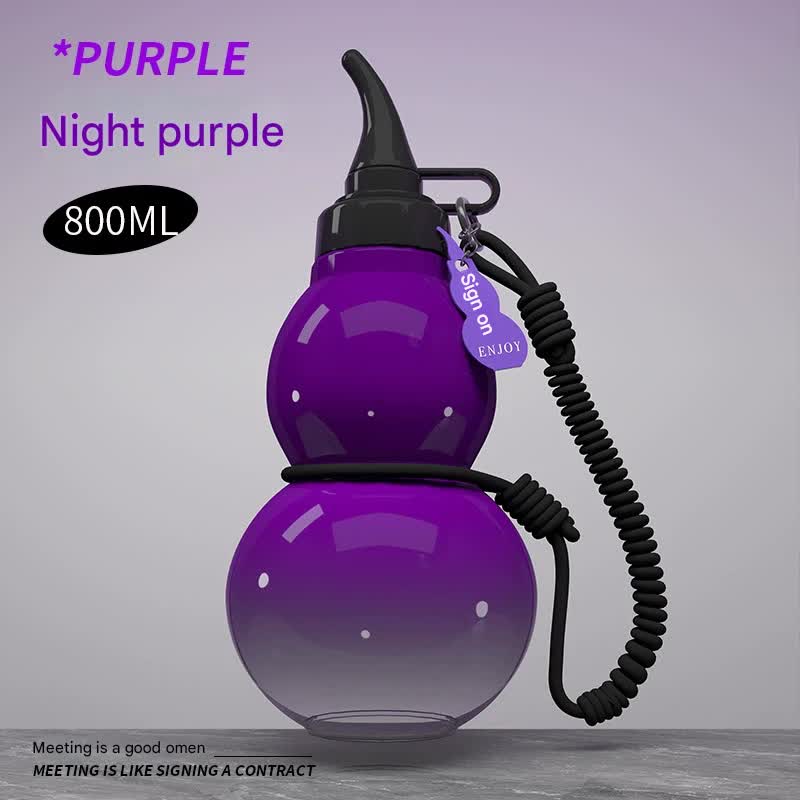 Unique Gourd-Shaped Sports Water Bottle - 800ml Tritan Material, Leakproof with Carry Strap purple