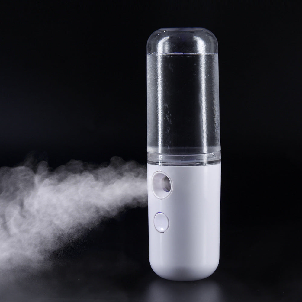 Two Portable Nano Facial Sprayer - 50ml USB Rechargeable Moisturizing Disinfectant Sprayer white