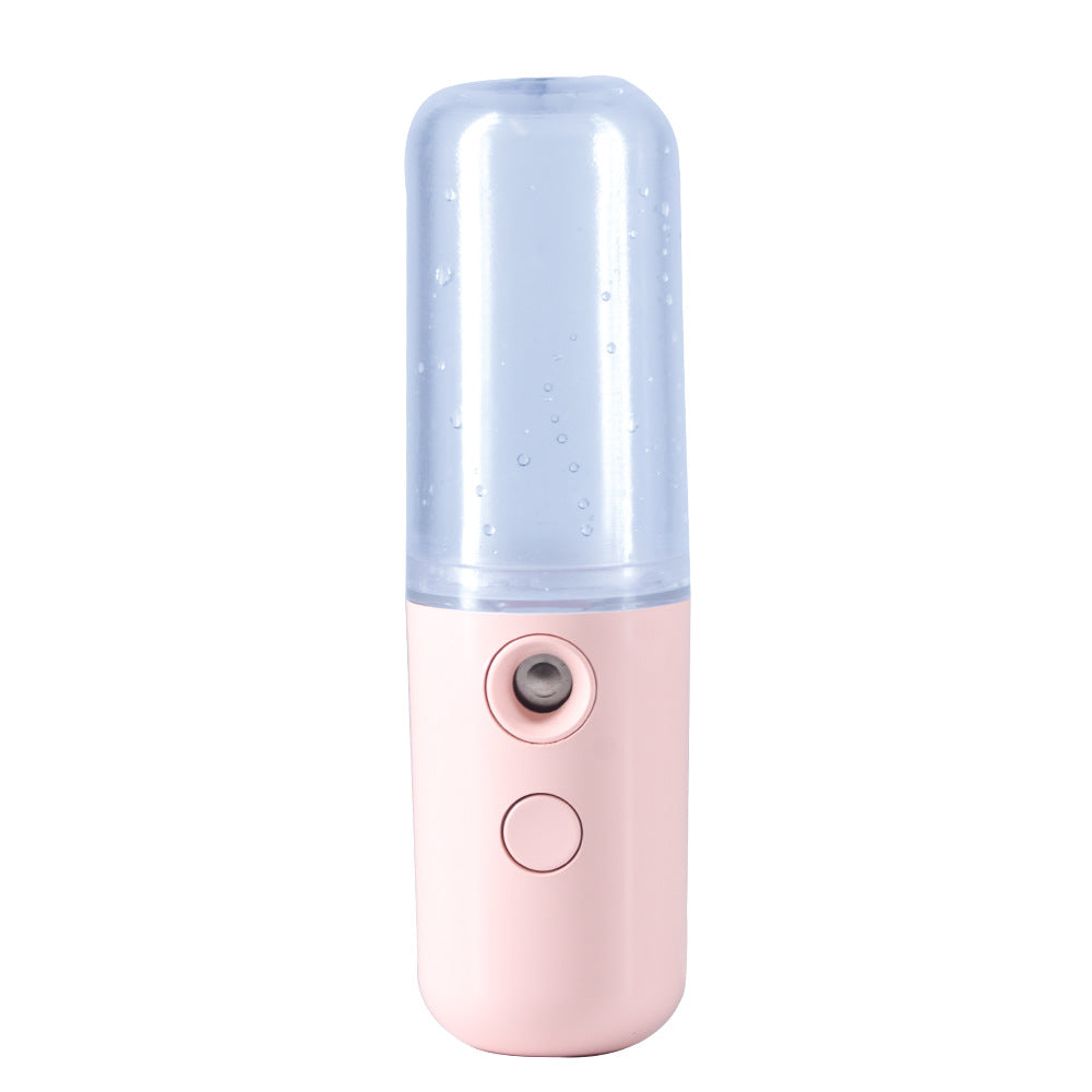 Two Portable Nano Facial Sprayer - 50ml USB Rechargeable Moisturizing Disinfectant Sprayer Light pink