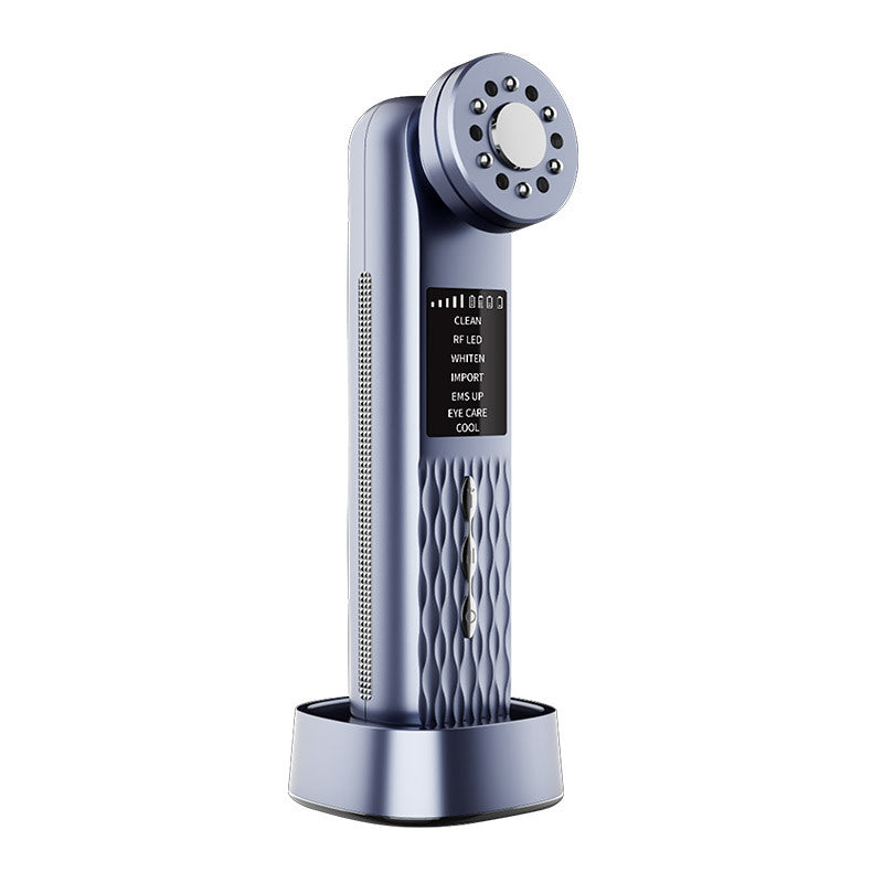 Multi-Functional Facial Beauty Device - Ultrasonic, EMS, RF LED, Cool Therapy & Eye Care blue