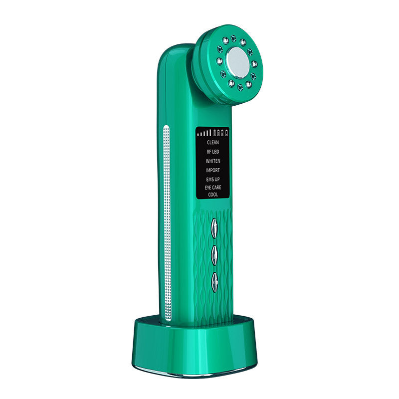 Multi-Functional Facial Beauty Device - Ultrasonic, EMS, RF LED, Cool Therapy & Eye Care green
