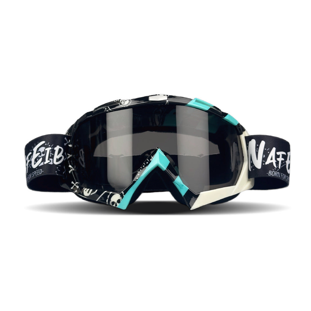 Cyan Frame and Grey Sheet Versatile Sports Goggles - Windproof UV Protection for Skiing, Motorcycle, Cycling & Outdoor Adventures