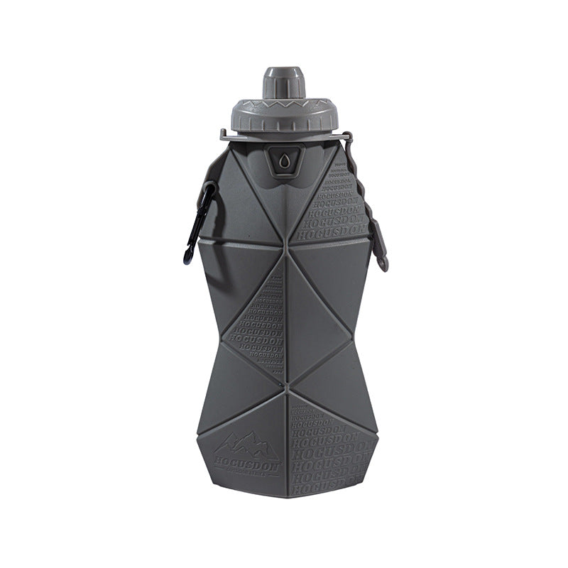 Dark Grey and Grey Cup Lid Ultimate Foldable Silicone Water Bottle - Lightweight Leakproof Travel & Sports Hydration - 700ml