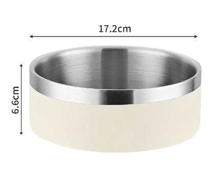 Beige and Silver Premium 304 Stainless Steel Pet Bowl 32oz - Non-Slip, Anti-Tip Food & Water Dish for Dogs & Cats - Durable & Easy Clean
