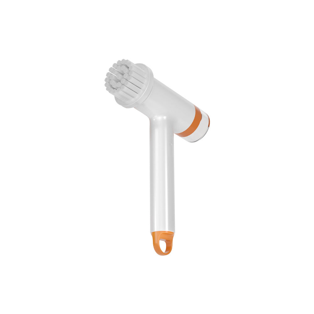 White and Orange Powerful Cordless Electric Spin Scrubber - Rechargeable Multi-Head Cleaning Brush with Soap Dispenser
