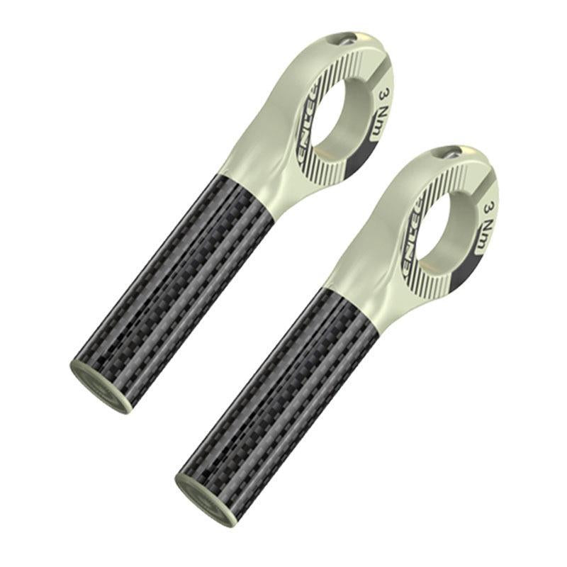 Black and Light Green Ultralight Carbon Fiber Bicycle Bar Ends - Ergonomic Anti-Slip Grips for MTB & Hybrid Bikes 22.2mm