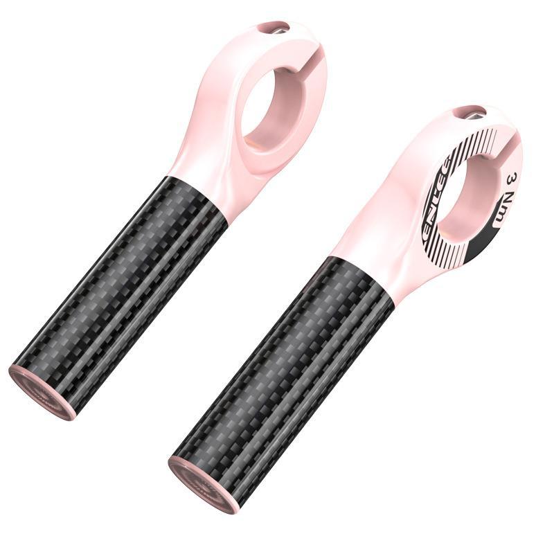 Black and Pink Ultralight Carbon Fiber Bicycle Bar Ends - Ergonomic Anti-Slip Grips for MTB & Hybrid Bikes 22.2mm