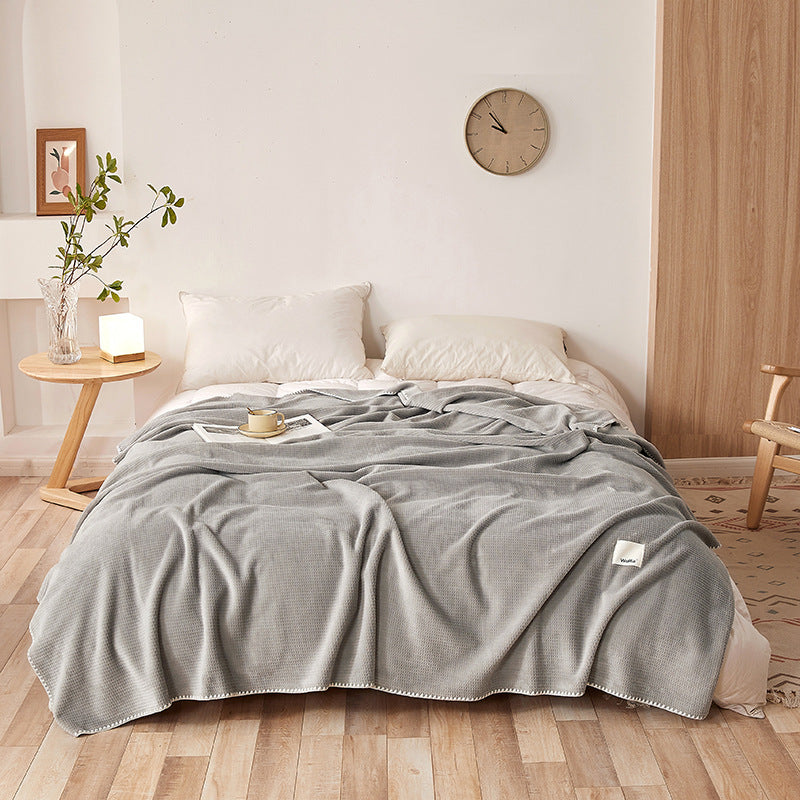 200*230CM Grey Ultra-Soft Dual-Sided Waffle & Plush Fleece Blanket - Large Cozy Throw for Bed & Sofa
