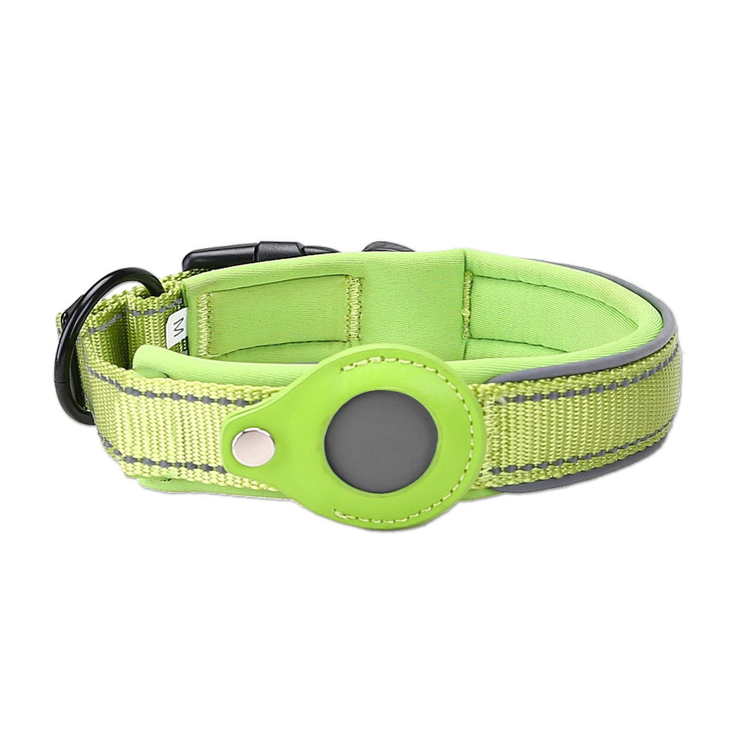 Size XL Green Reflective Adjustable Anti-Lost Pet Collar For Apple AirTag - Collar Only, Tracker Not Included