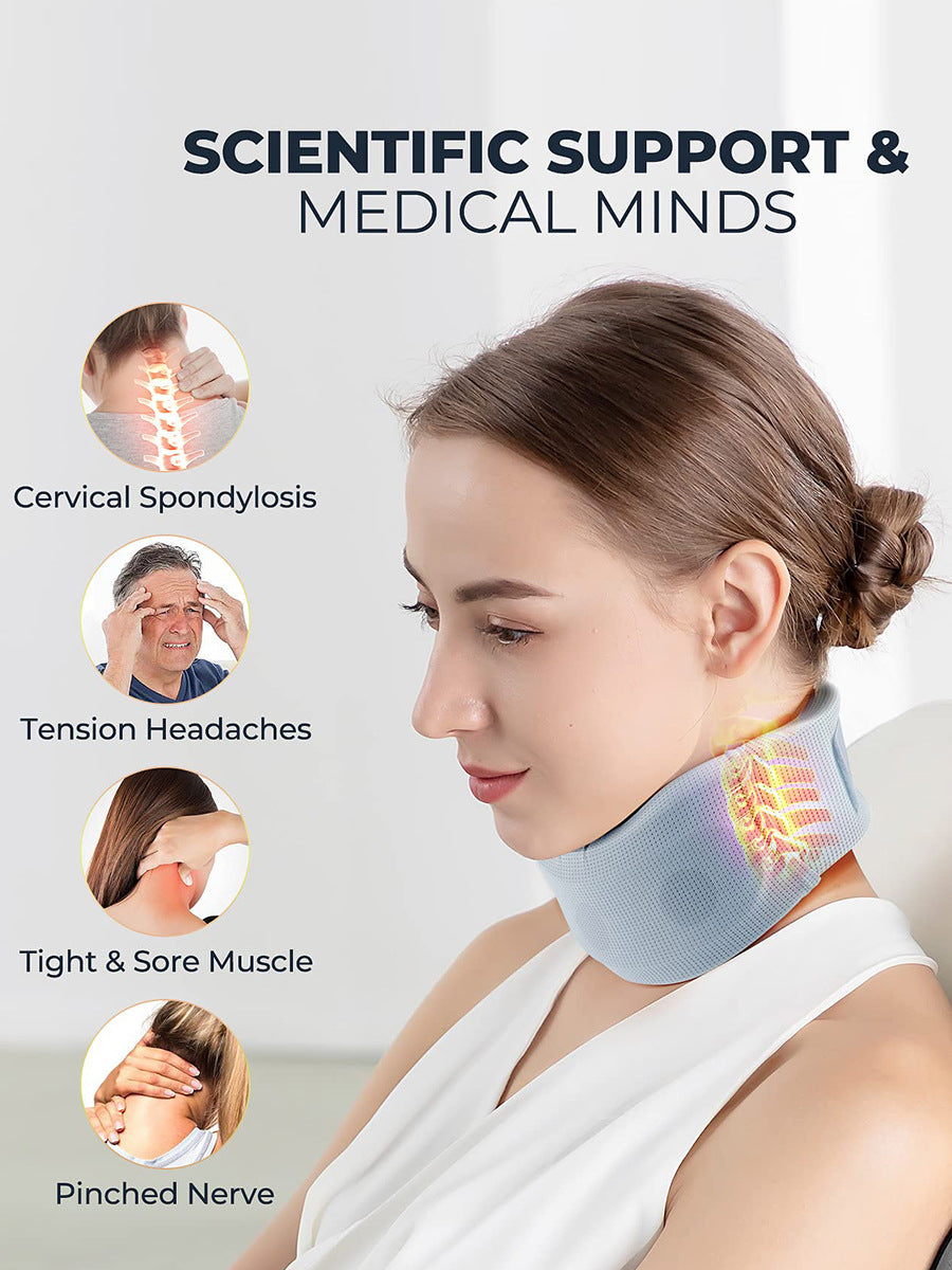 Size M Light Blue Ergonomic Neck Support Brace - Soft Cervical Collar for Posture Correction and Pain Relief