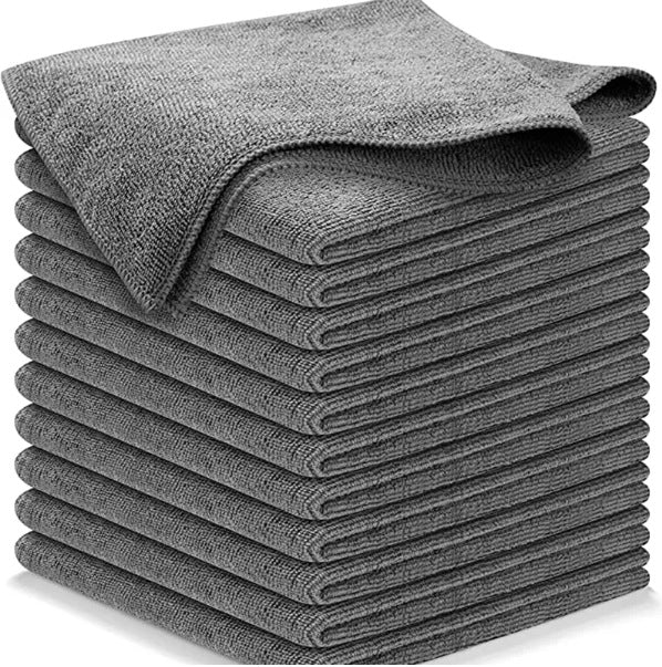 Grey Premium All-Purpose Microfiber Cleaning Cloths 20-Pack - Ultra Absorbent Grey Towels for Car, Kitchen & Home