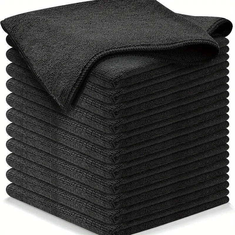 Black Premium All-Purpose Microfiber Cleaning Cloths 20-Pack - Ultra Absorbent Grey Towels for Car, Kitchen & Home