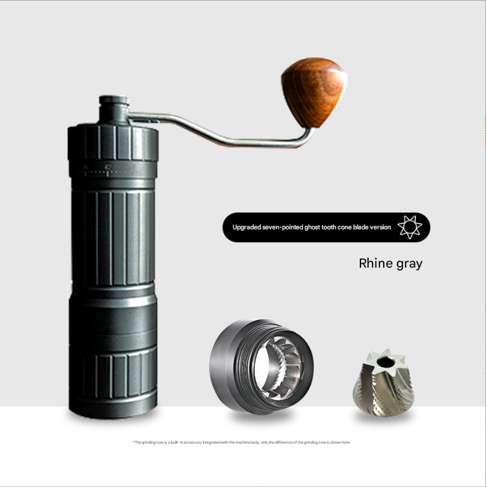 Grey Premium 7-Star Manual Coffee Grinder - Portable Bean Mil R60pro