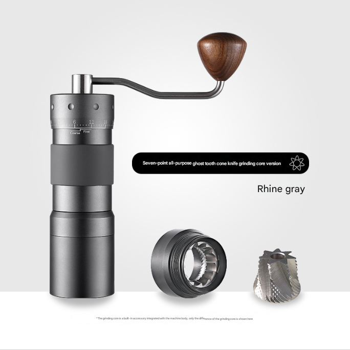 Grey Premium 7-Star Manual Coffee Grinder - Portable Bean Mil R50pro