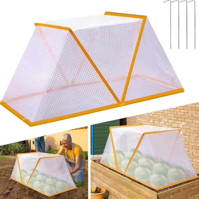 3 piece White Foldable Raised Garden Bed Cover - Vegetable Plant Protector 80 x 34 x 35 cm