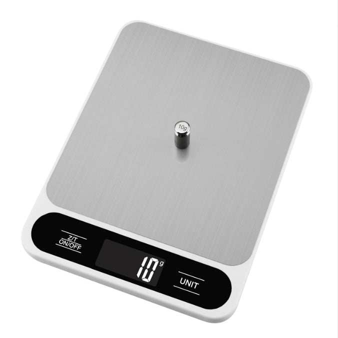 White Slim Digital Kitchen Scale - High Precision Stainless Steel Food Scale for Baking & Cooking 15kg