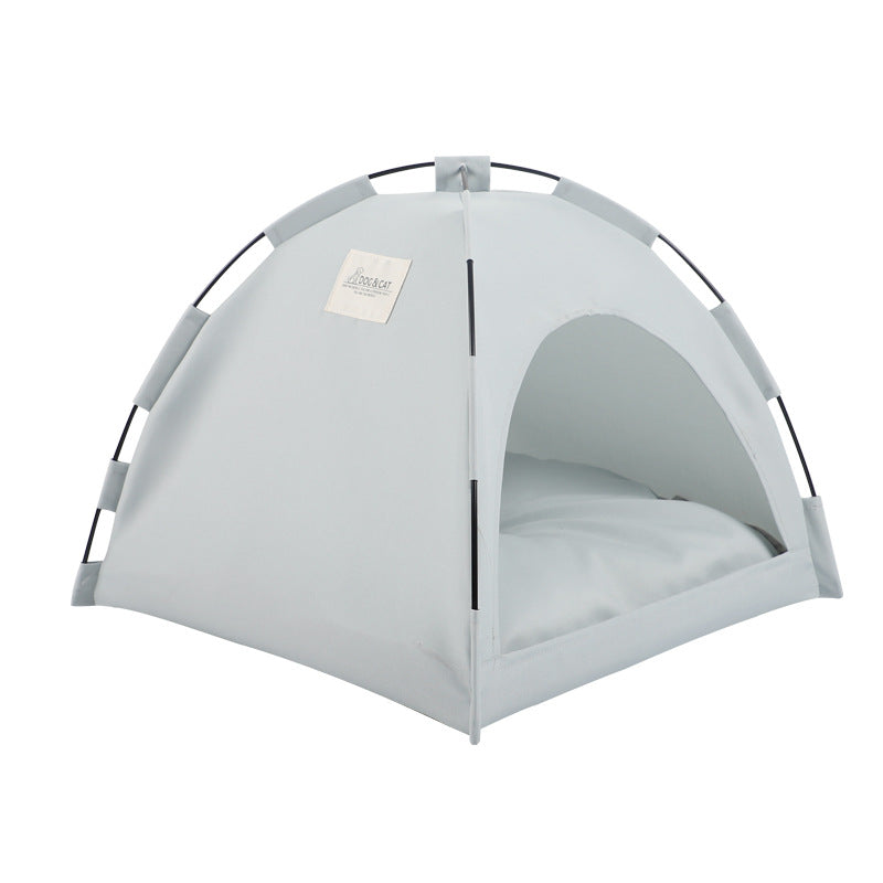 Grey Premium Portable Pet Tent Bed with Cooling Mat - Breathable Foldable Outdoor Indoor Cat Dog House Shelter for Summer Size: L