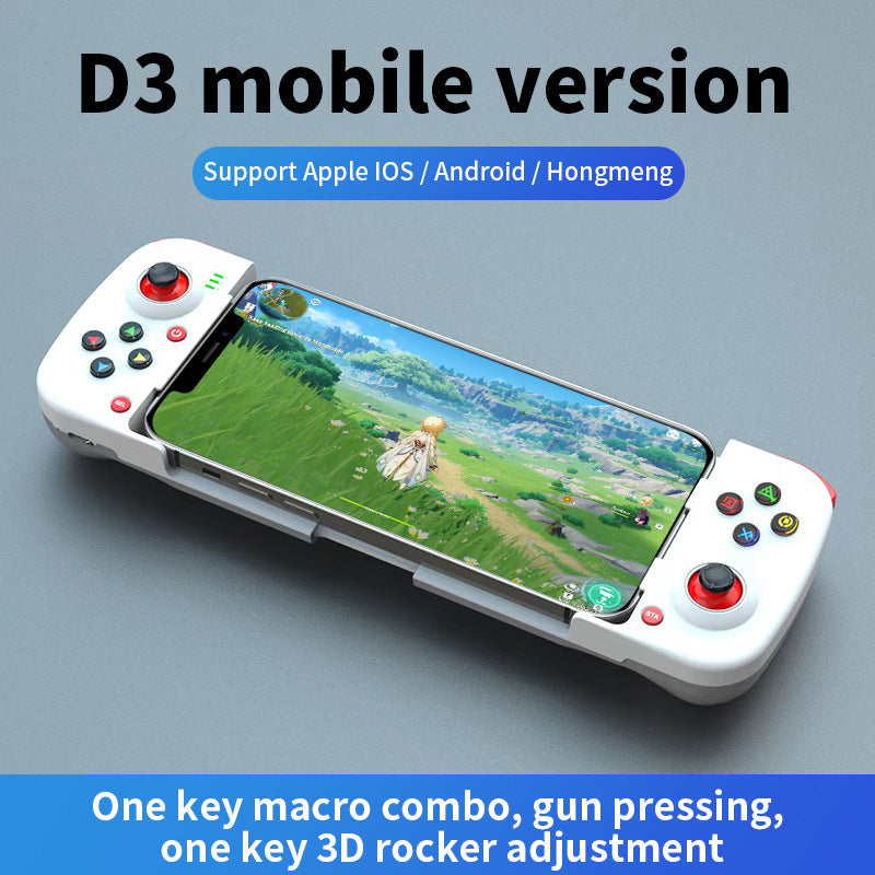 Portable Telescopic Mobile Game Controller - Bluetooth 5.0, iOS/Android/PC Compatible, 400mAh Battery white