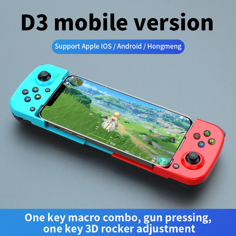 Portable Telescopic Mobile Game Controller - Bluetooth 5.0, iOS/Android/PC Compatible, 400mAh Battery blue and red