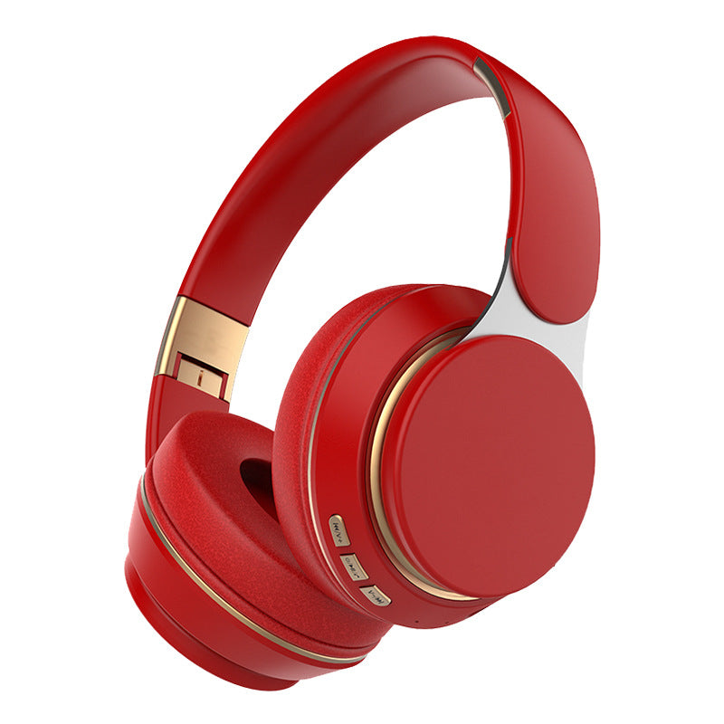 Wireless Bluetooth 5.0 Over-Ear Headphones - HIFI Deep Bass, Foldable Design, 10Hr Playtime red