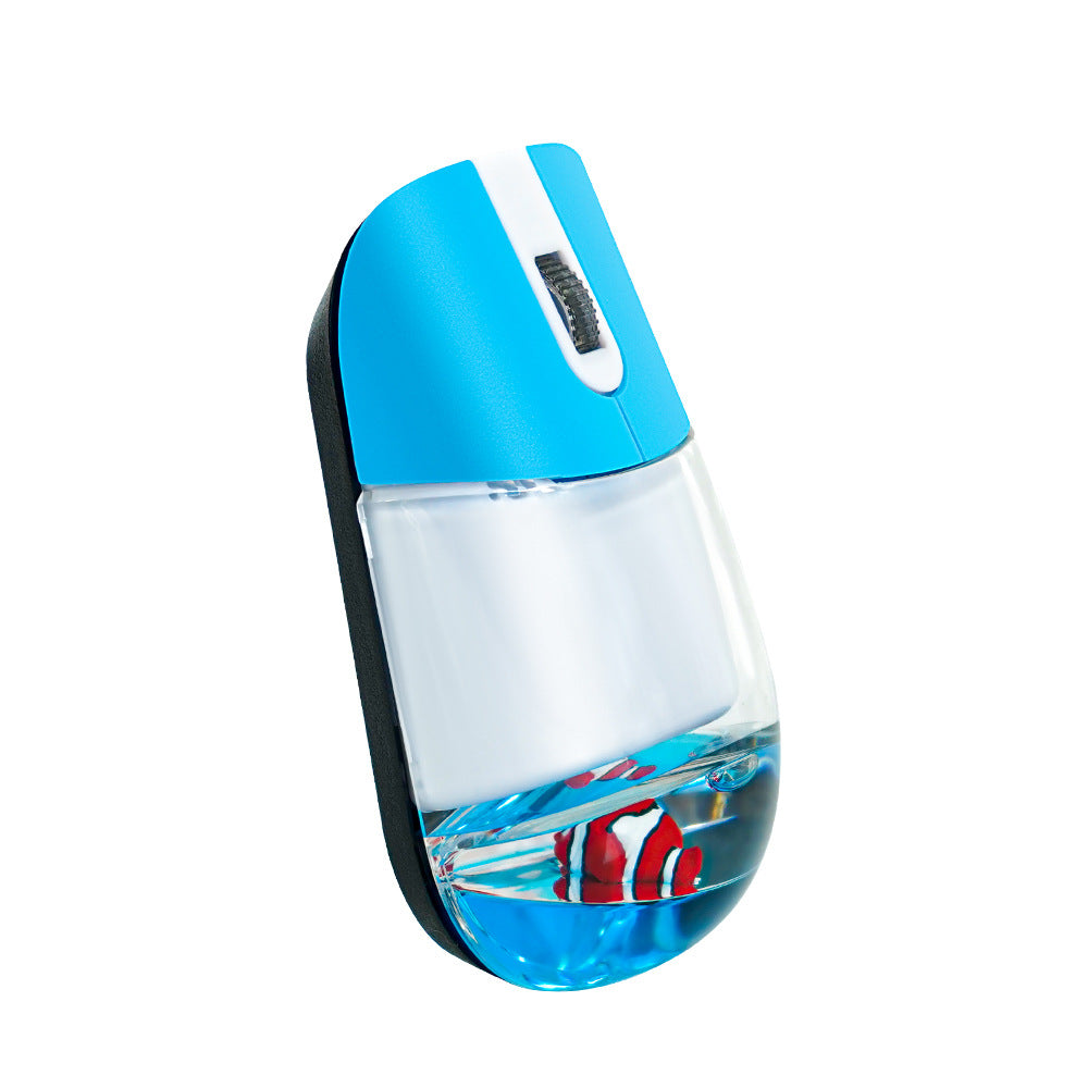 Whimsical 2.4G Wireless Mouse with Floating Animal Design - Comfortable, Quiet & Portable blue