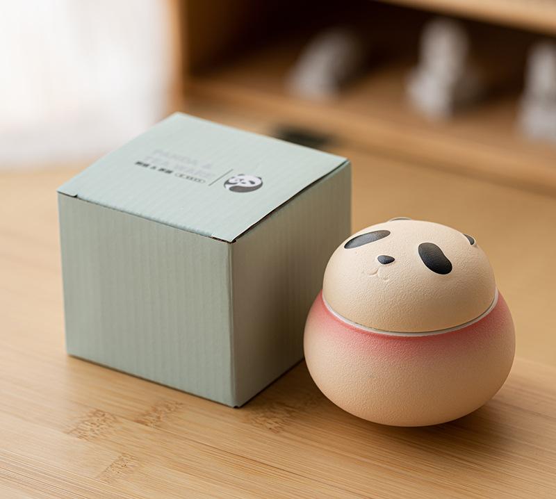Artisanal Animal-Shaped Ceramic Tea Storage Jar with Gift Box - 140ml Capacity, Textured Finish Gradient Red