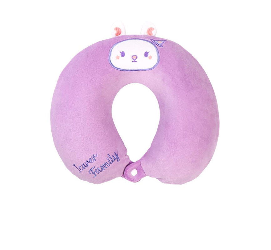 2-in-1 Convertible Eye Mask & Travel Neck Pillow Set - Plush Fabric with Snap Closure purple