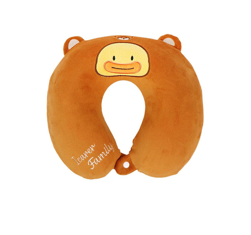 2-in-1 Convertible Eye Mask & Travel Neck Pillow Set - Plush Fabric with Snap Closure brown