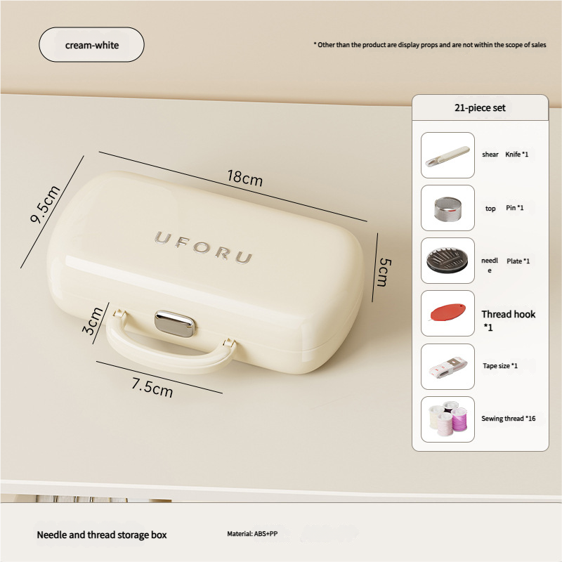Complete Sewing Kit - Portable with Organized Compartments white