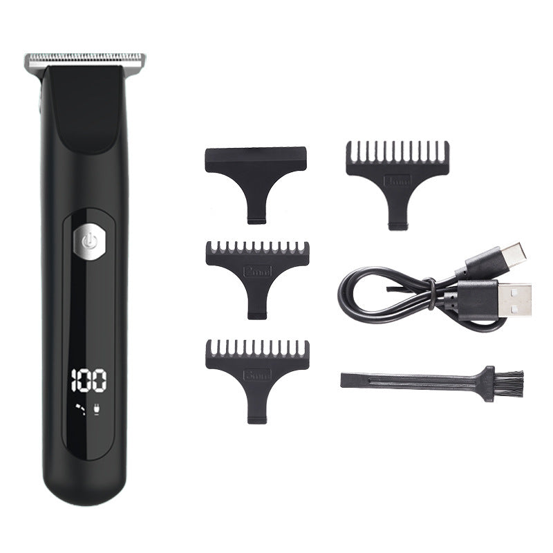 Professional Steel Hair Clipper - Low Noise Motor with 3 Guard Combs & Type-C Charging black