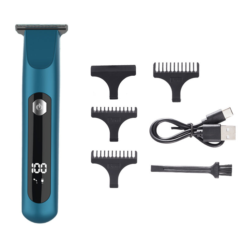 Professional Steel Hair Clipper - Low Noise Motor with 3 Guard Combs & Type-C Charging blue