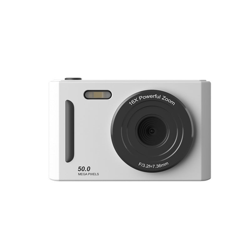 50MP HD Digital Camera with 8X Zoom & Dual Lens System white